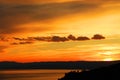 Sunset light over Lake Geneva, Switzerland, Europe Royalty Free Stock Photo